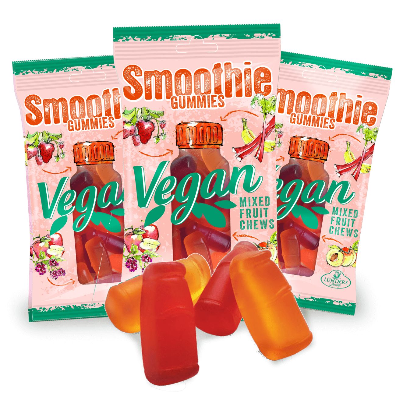 LÜHDERS - Smoothie Gummies Melba-Ruby, vegan