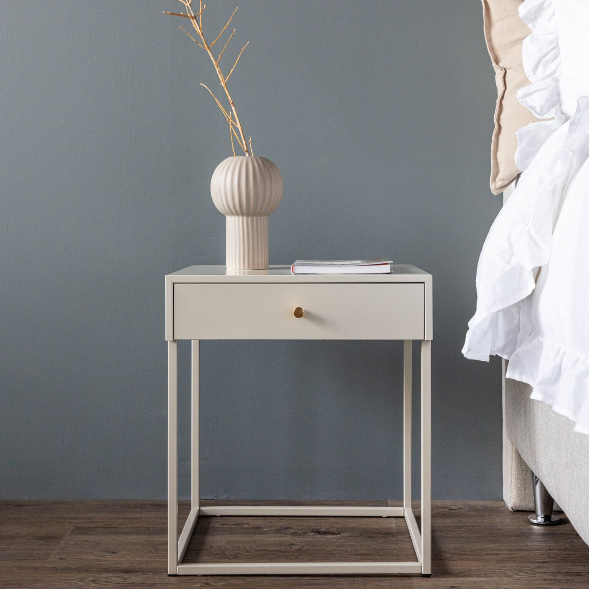 FjÃ´rd - Nachtkastje Beige Metaal - 43x41x50cm - Bakal