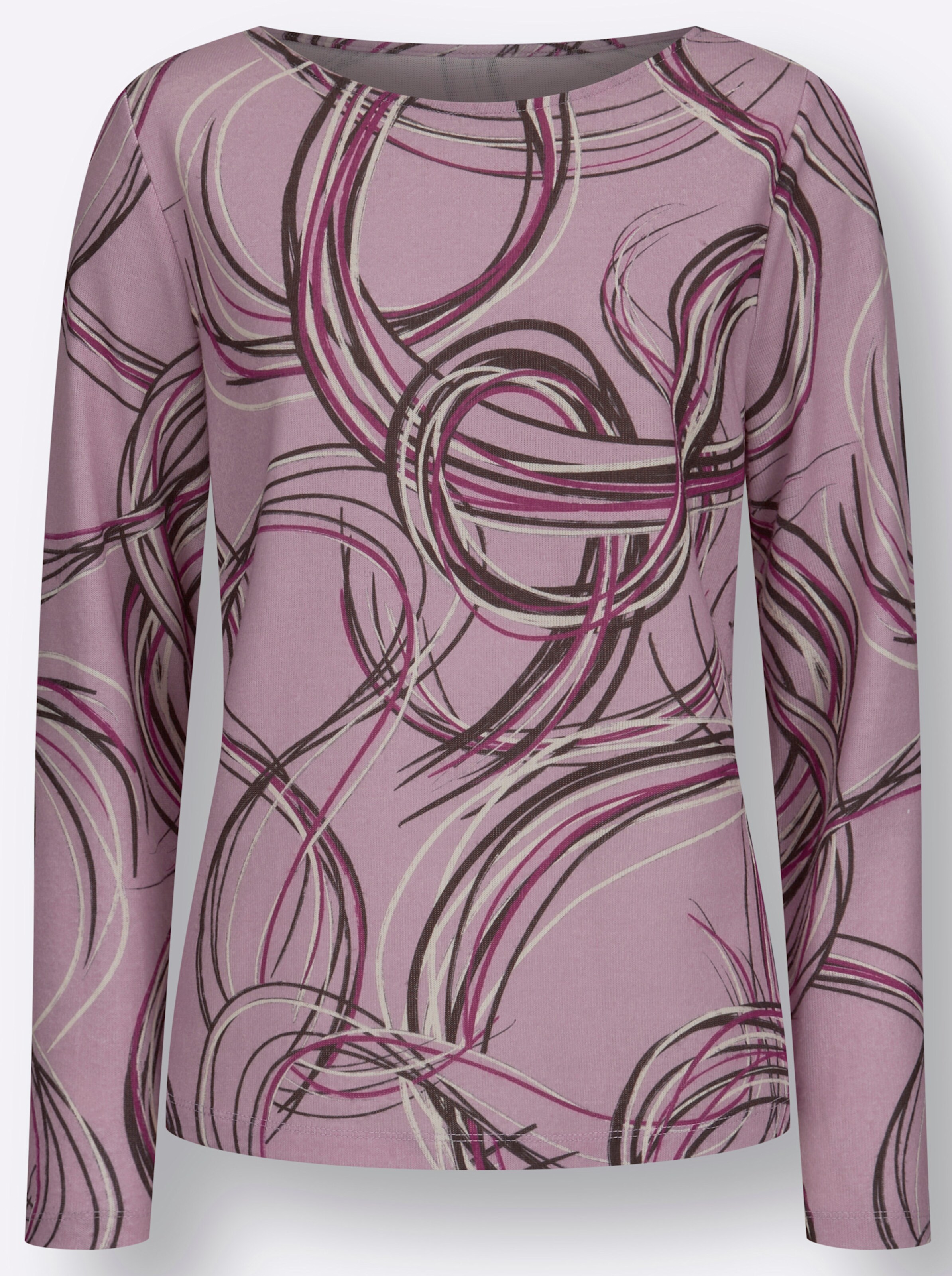 Shirt in mauve-graphit-bedruckt