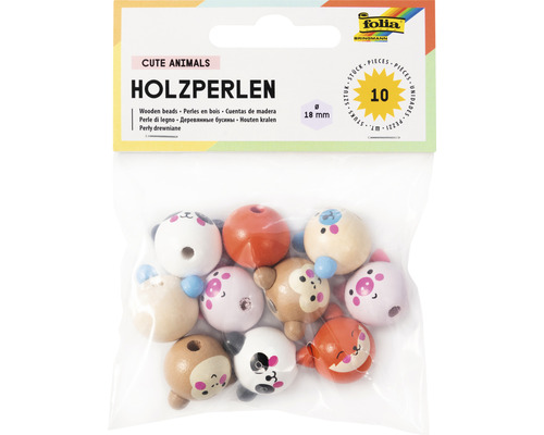 Houten kralen schattige dieren, 10 stuks