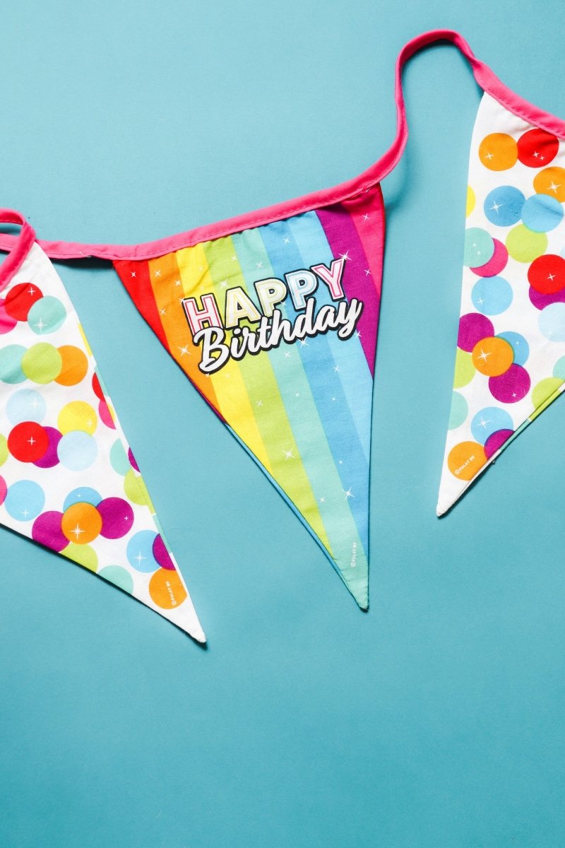 Happy Birthday Slingers Regenboog Confetti Katoen 6m