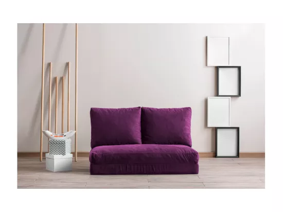 Fauteuil convertible multipositions velours Talya-Couleur Violet-2 places