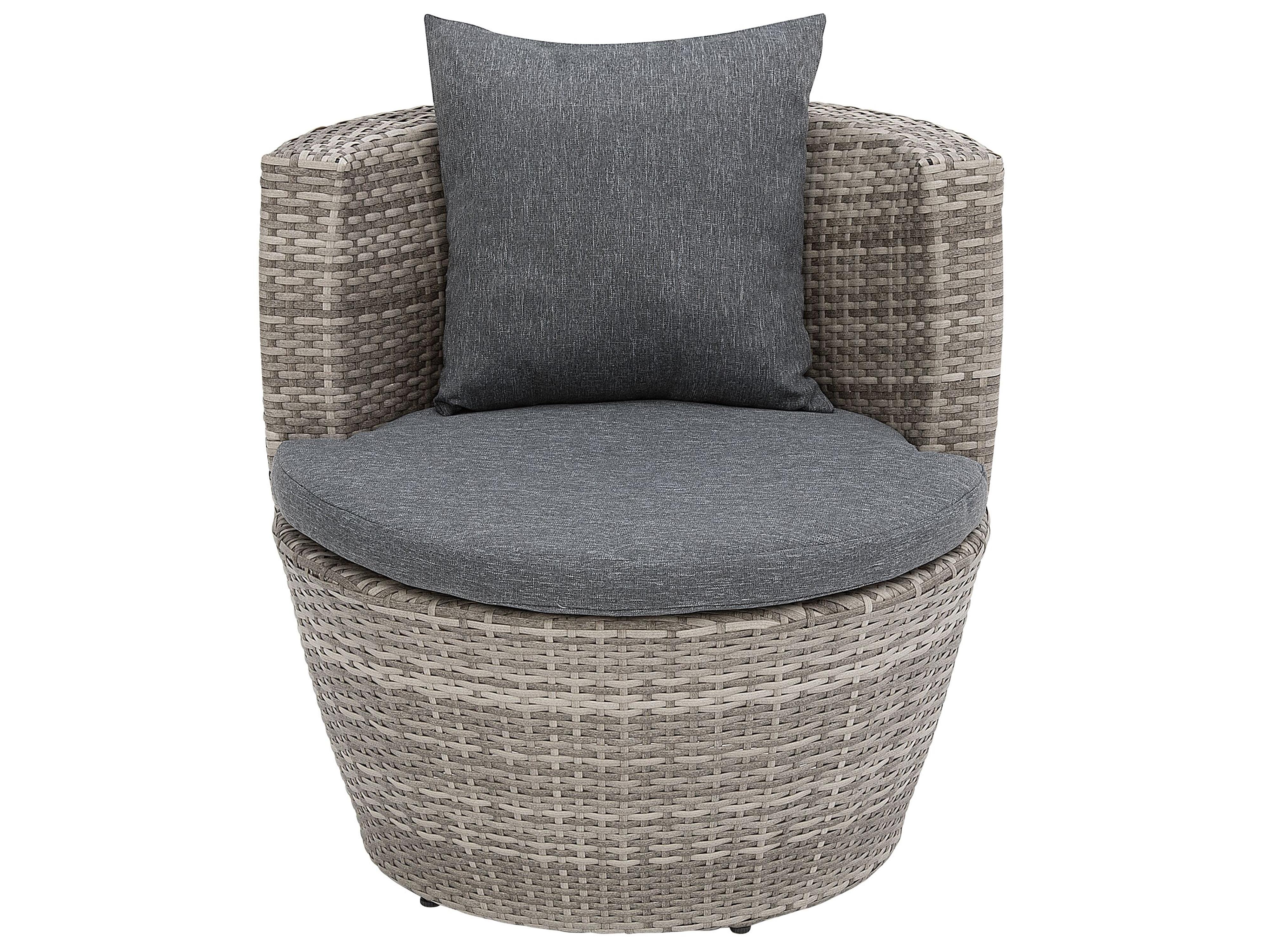 Bistroset met kussens CAPRI PE rotan Grijs