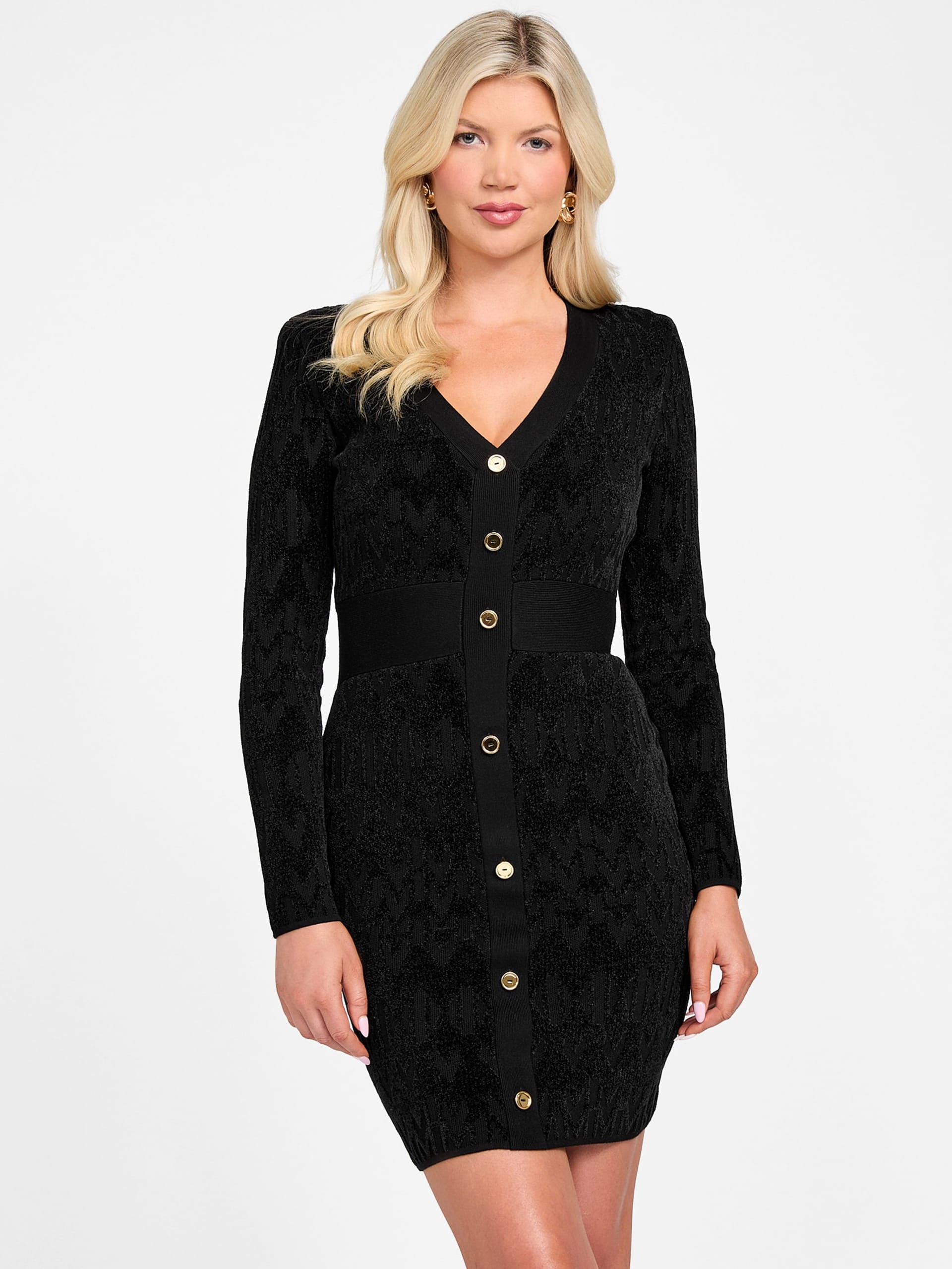 Vestido suéter com monograma Marciano
