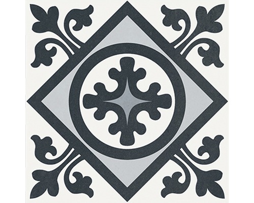 Porseleinen wand- en vloertegel Heritage taco zwart in 76 verschillende designs 16,5 x 16,5 cm