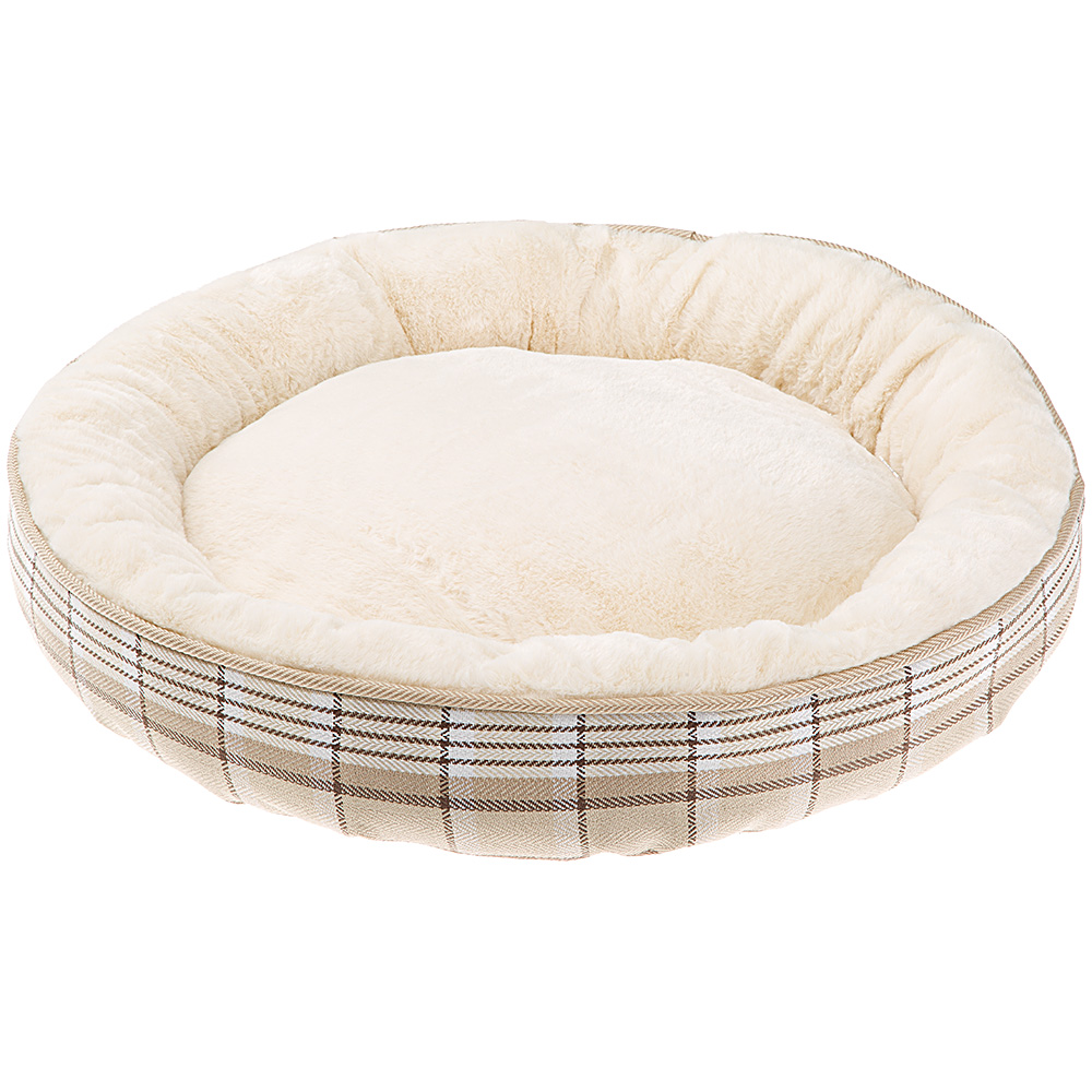 Ferplast couchage rond pour chiens et chats lagoon 50, coussin pour animaux, fourrure douce et écologique, lavable, ø 53 x 10 cm,