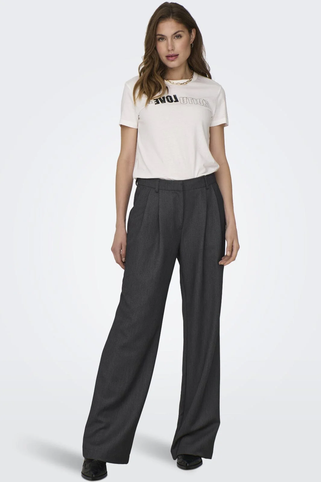 Only Onlhattie Pleat Mel Str Pant Tlr 15304707 4330959 dark grey melange