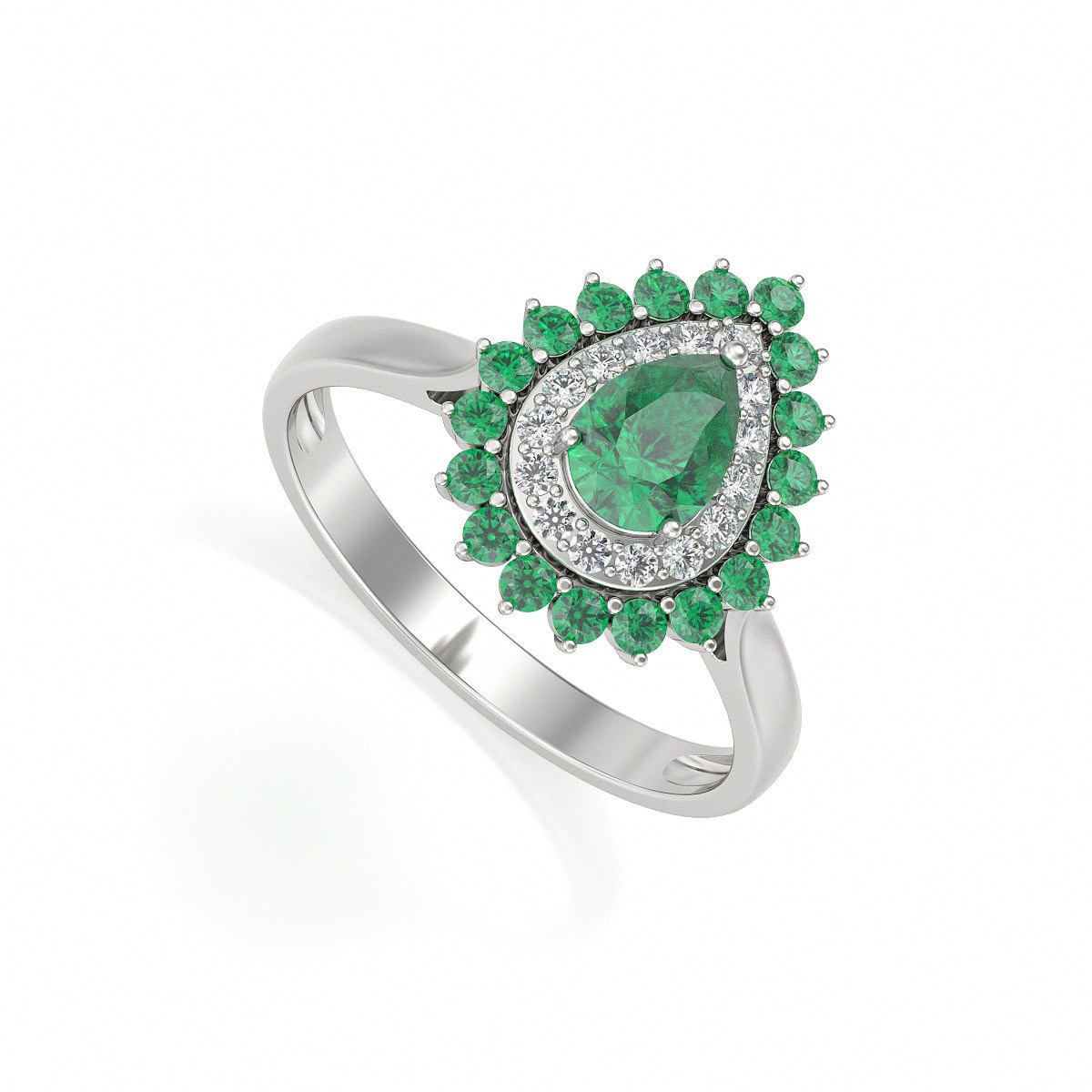 Bague ADEN Emeraude et diamants sur Argent 925 3.15grs