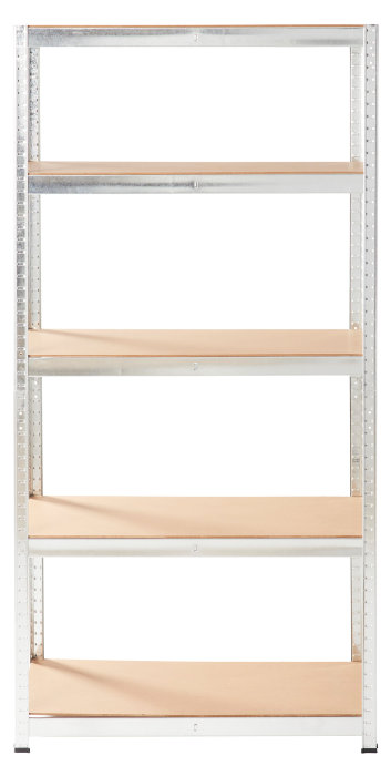 Stålreol galv. m/5 hylder - 90 x 180 x 45 cm