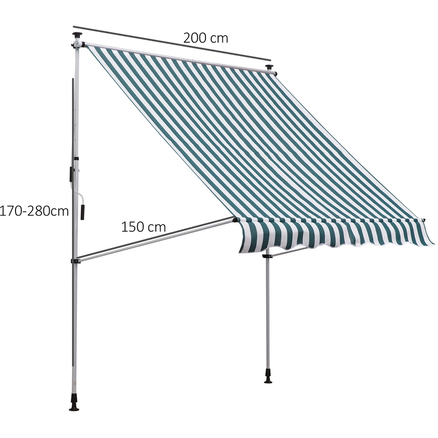 Outsunny Klemmmarkise mit Handkurbel grün