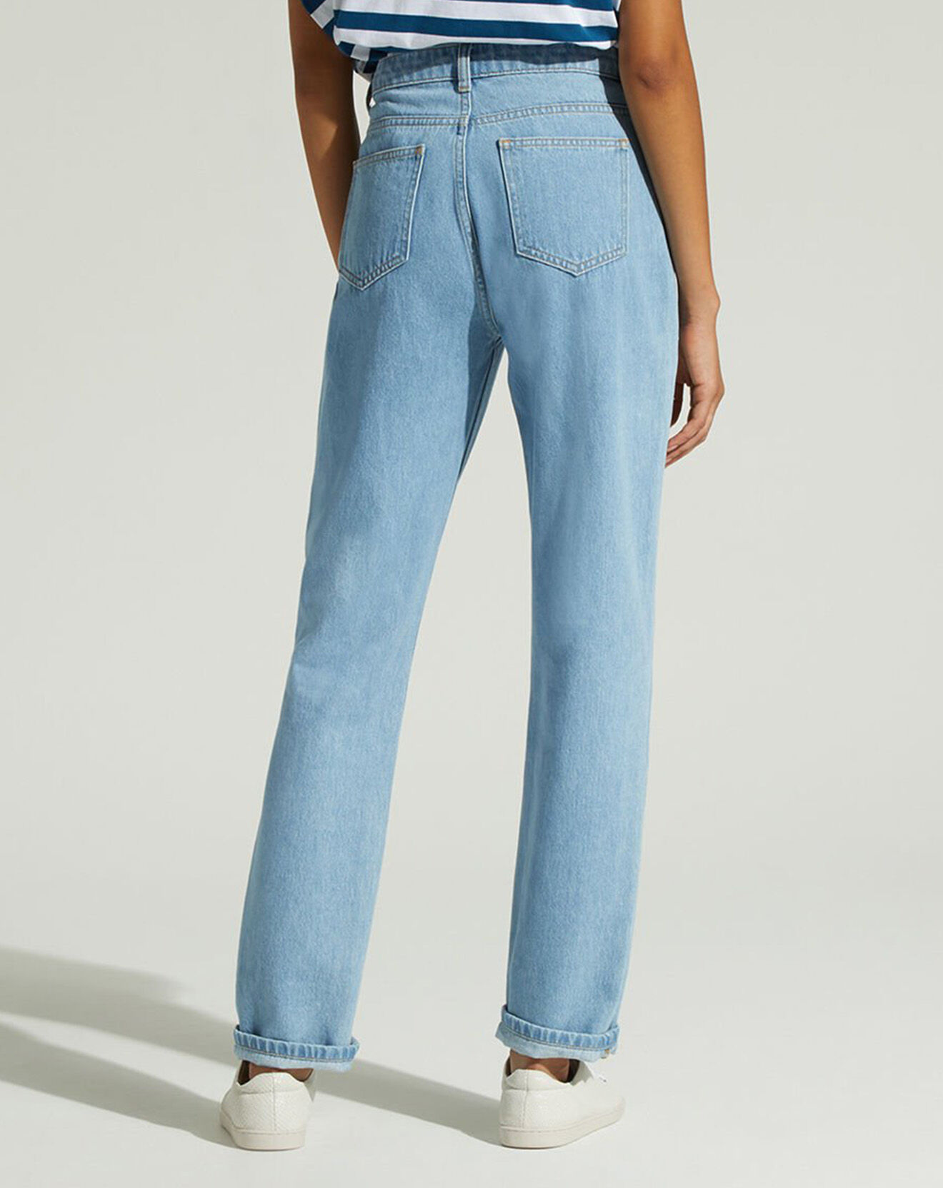 Galeries Lafayette Jean en Coton Bio Capri boutons bleu clair