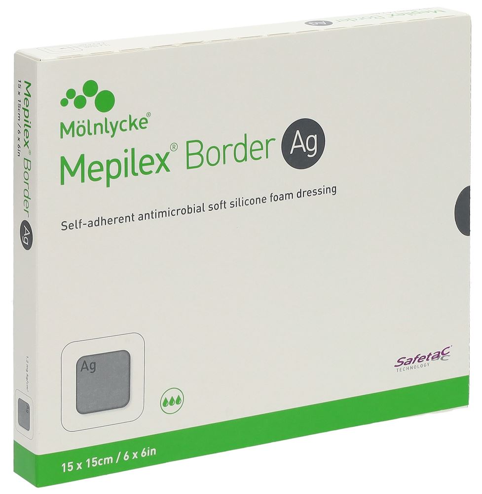 MEPILEX Ag Border Schaumverband 15x15cm 5 Stk