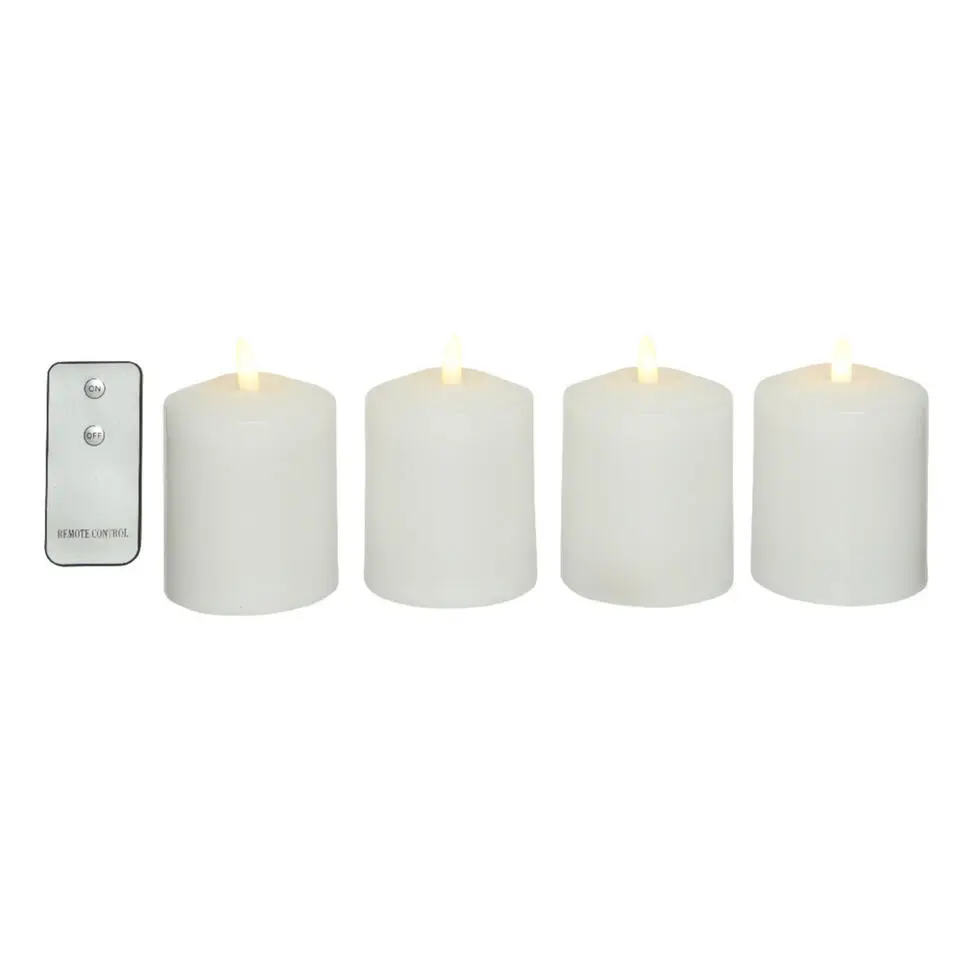 Lumineo LED kaarsen set - 4x stuks - wit - kerkkaarsen