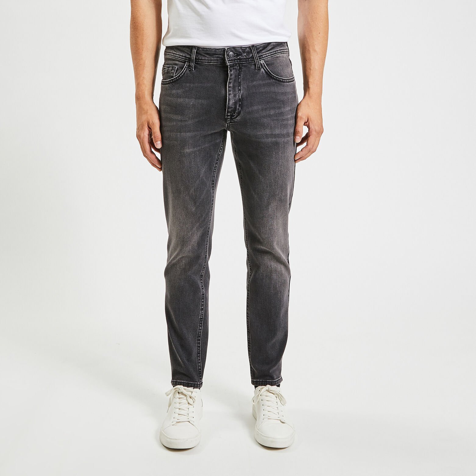 Jean straight 4 longueurs en coton recyclé Noir