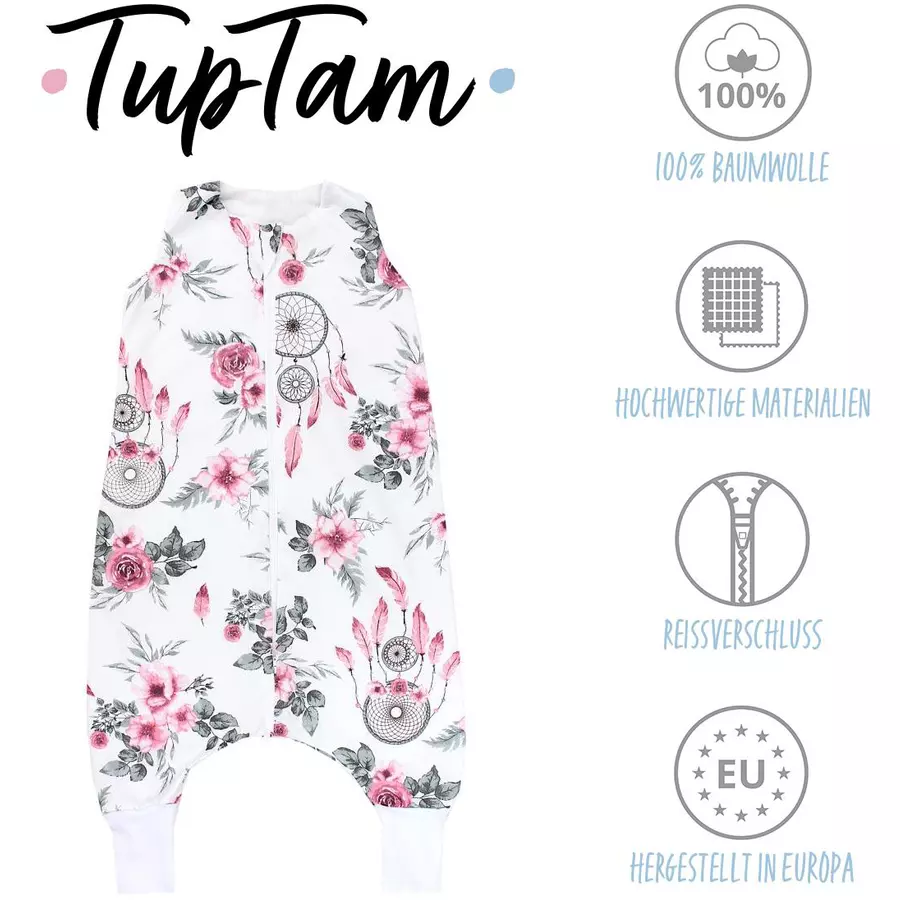 TupTam Baby Sommer Schlafsack mit Beinen ohne Ärmeln rosa