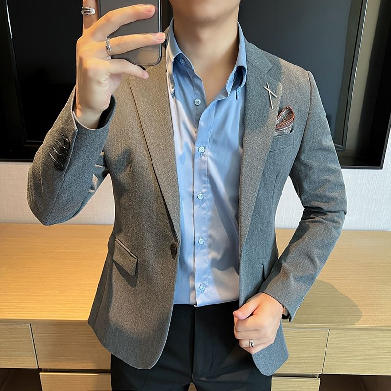 Blueforce - Blazer met reverskraag en één knoop, effen / pantalon / set