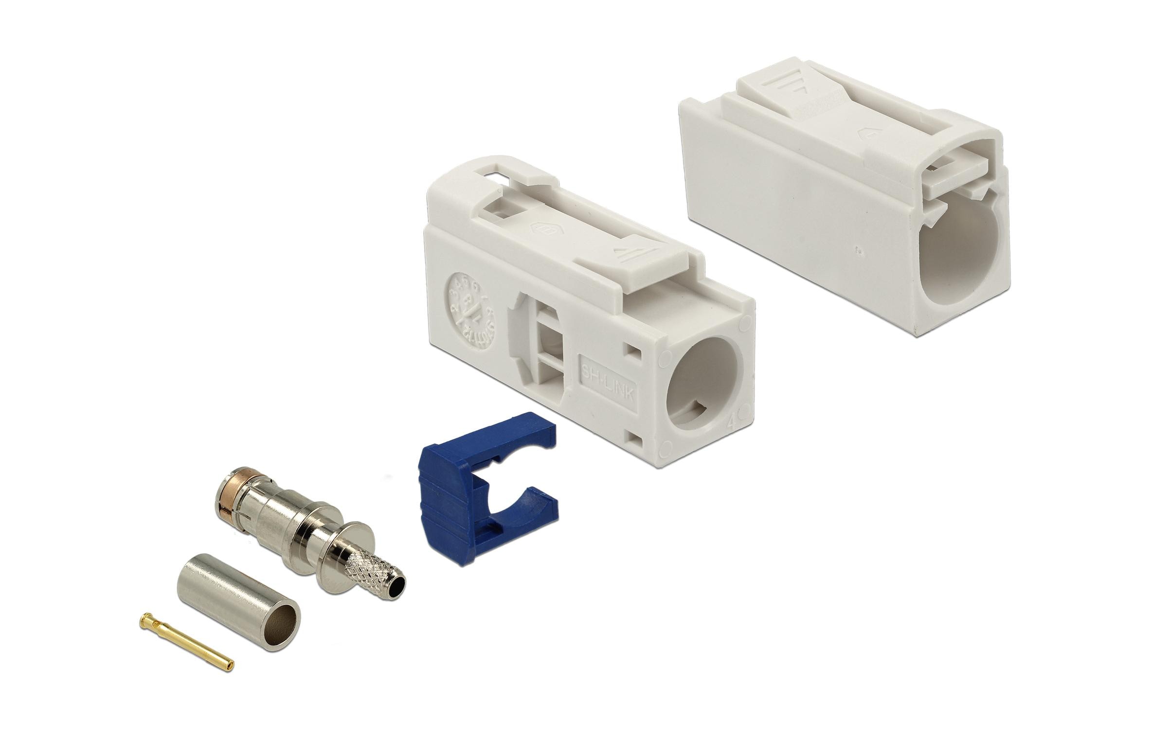 Antennenadapter zum Crimpen FAKRA B Buchse (f) - Offen OffenDelock FAKRA B Buchse 25 mm (lang) zum Crimpen
