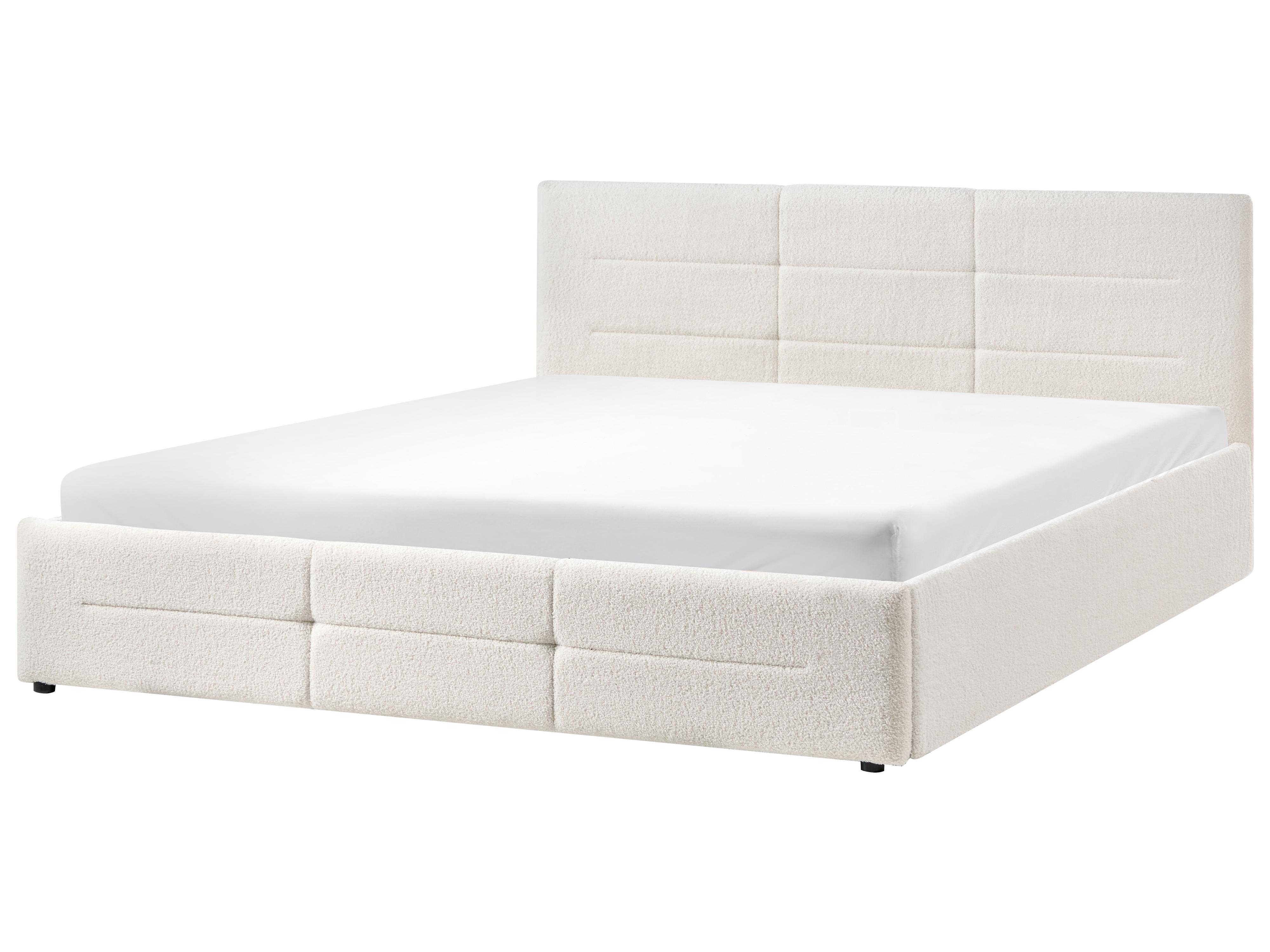 Bed met opbergruimte Bouclé MASSOGNES 180 x 200 cm Gebroken wit