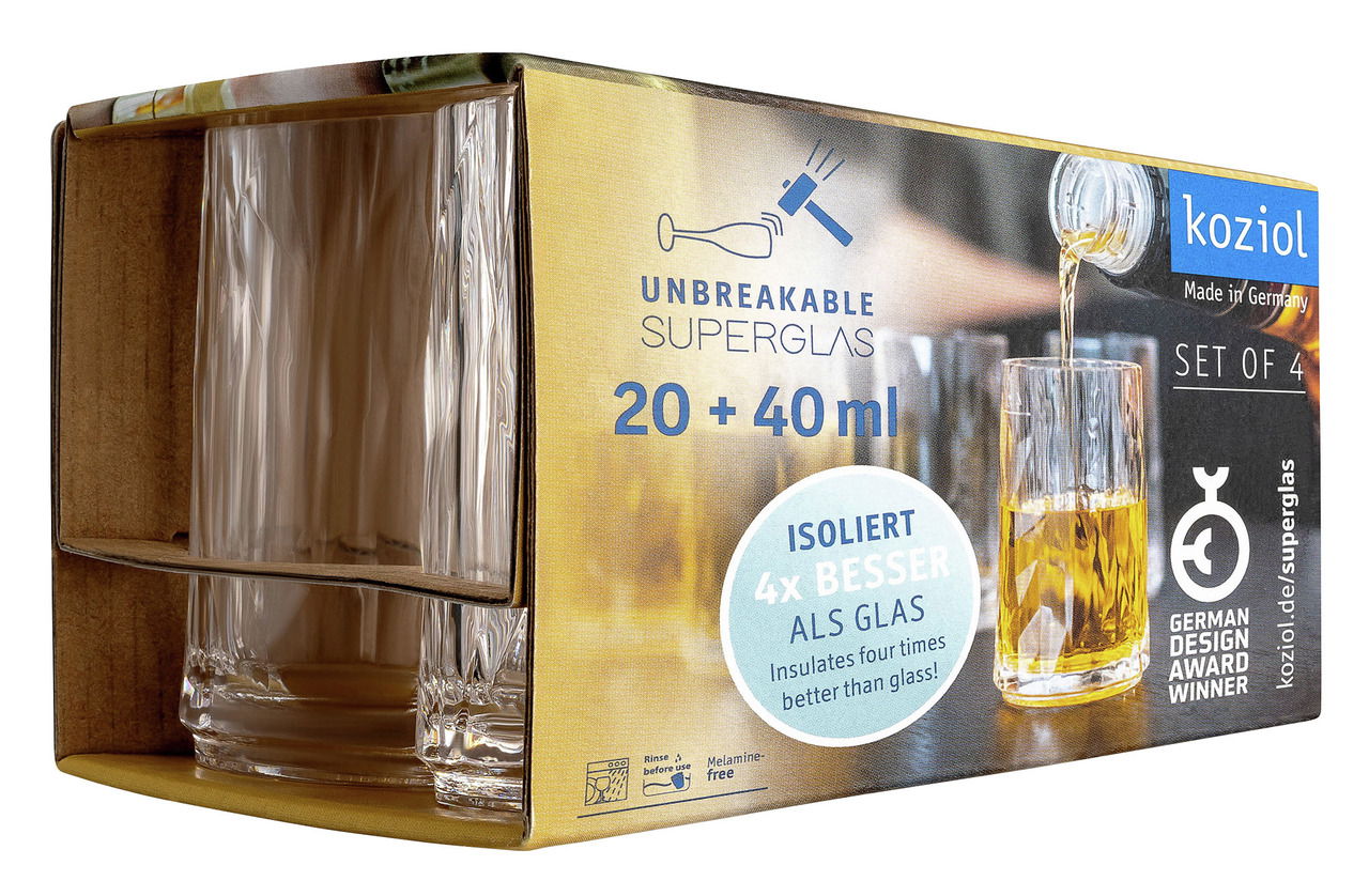 Koziol 4er-Set Kunststoff-Pinchen Club No.7 SUPERGLAS