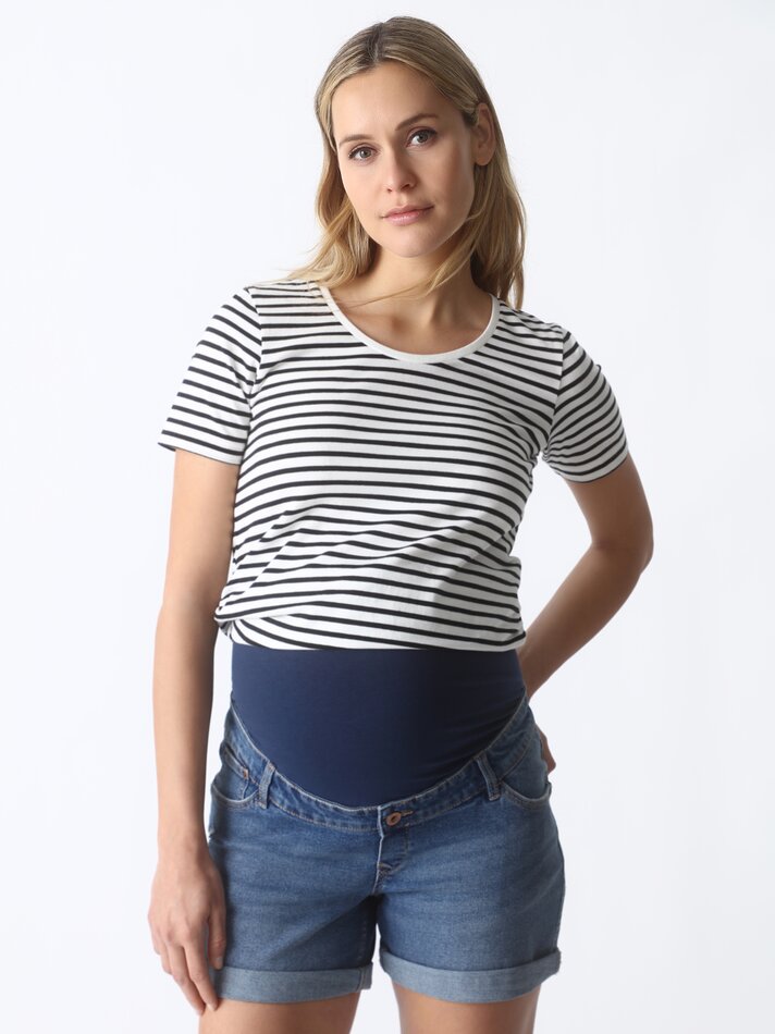 Camiseta de maternidade estampada - Preto/Branco