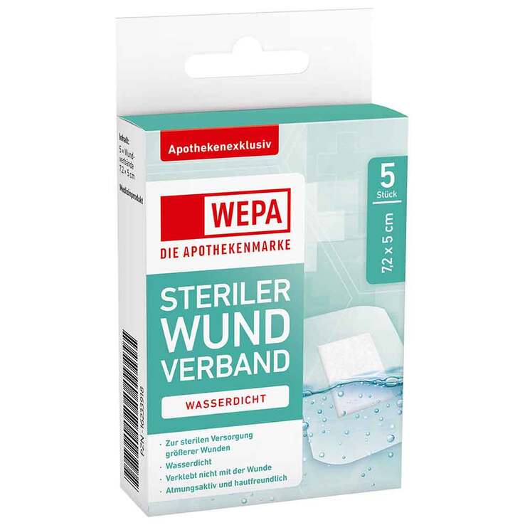 Wepa Wundverband wasserdicht 7,2x5 cm steril, 5 St