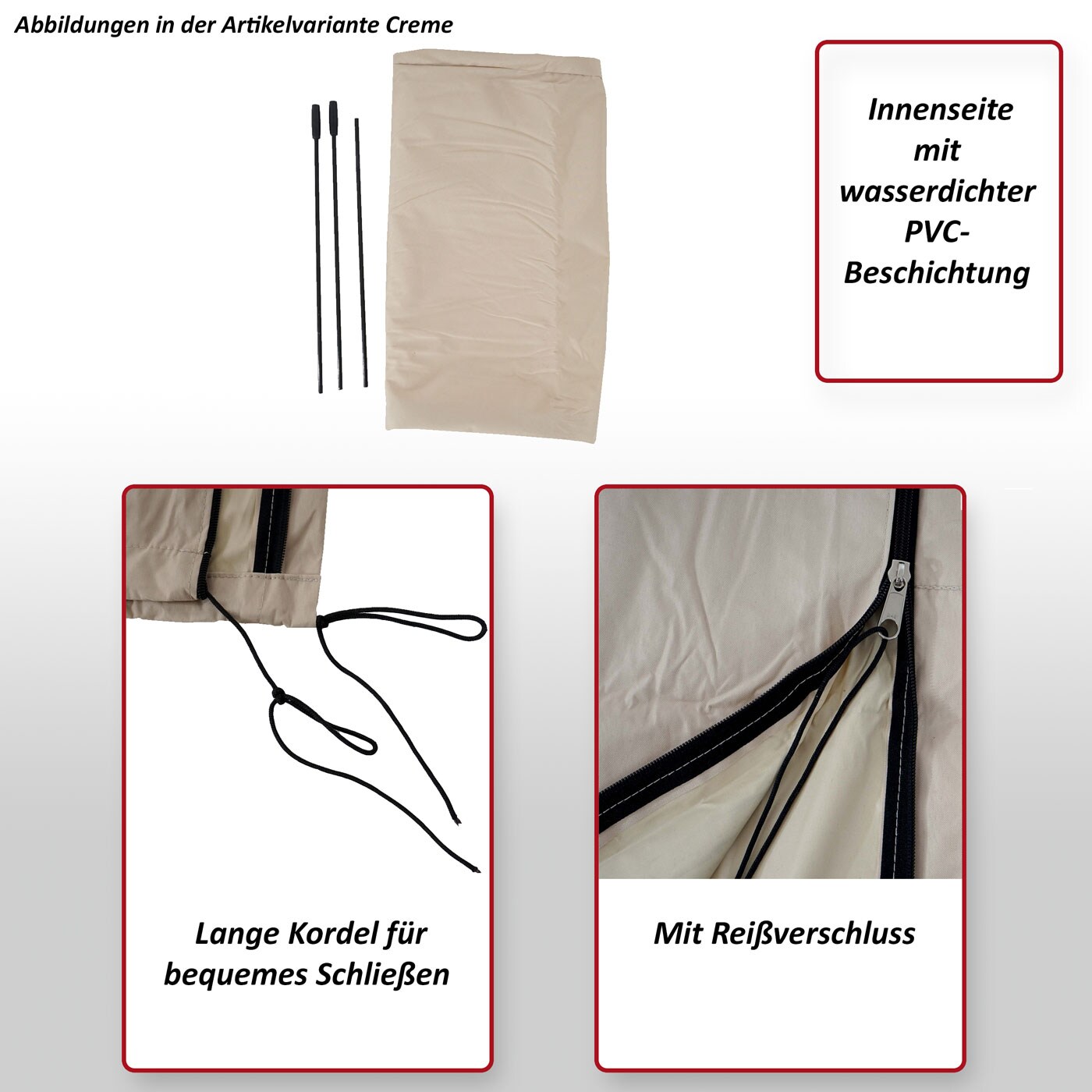 Schutzhülle MCW für Ampelschirm bis 4 m, Abdeckhülle Cover mit Reißverschluss ~ anthrazit