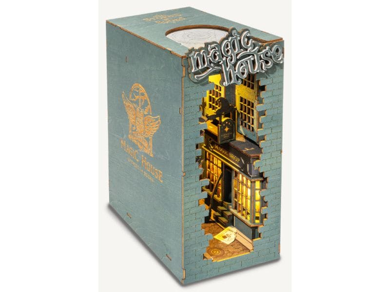 RoboTime Bausatz Book Nook Magic House 3D-Puzzle aus lasergeschnittenen Holzteilen