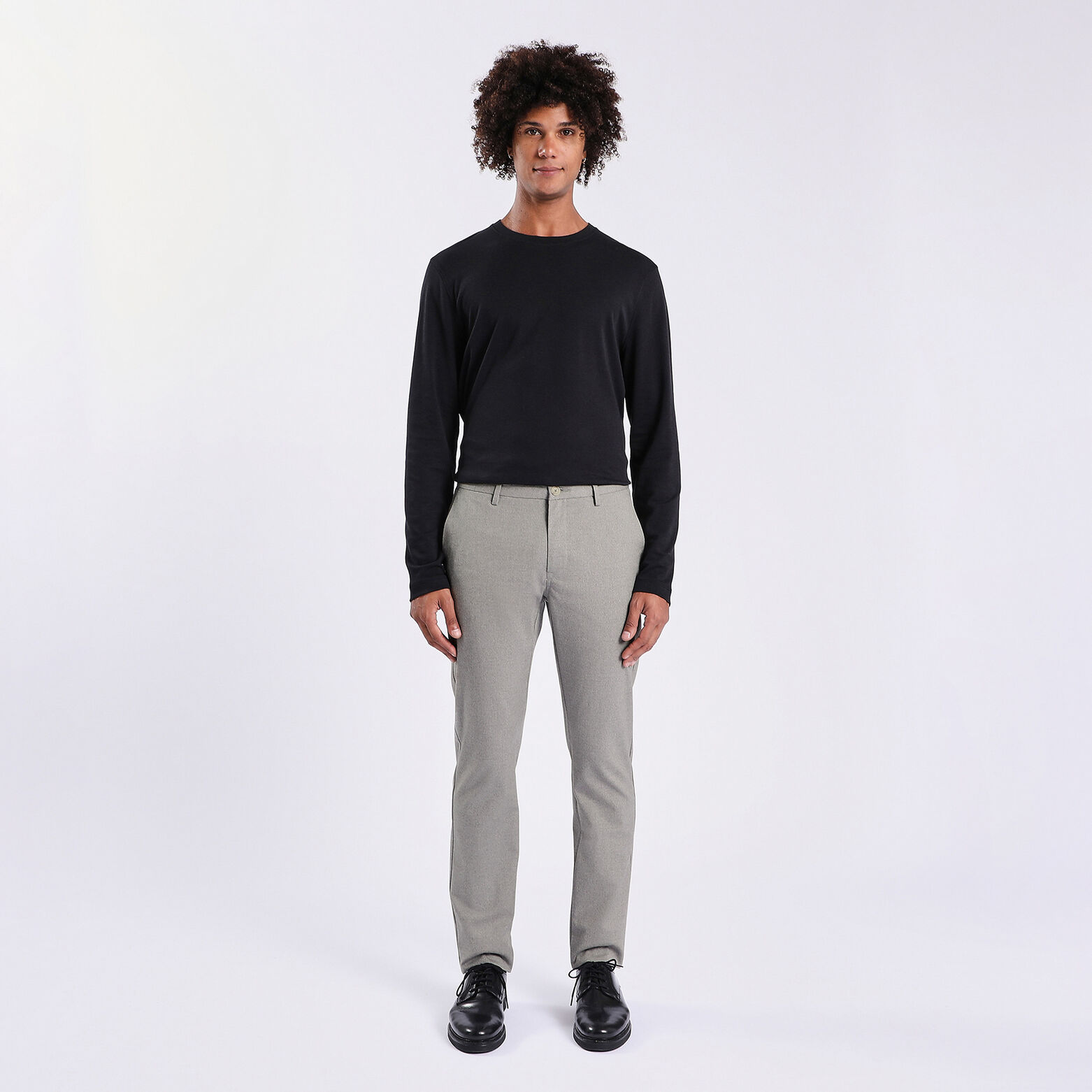 Pantalon chino slim motif chevron Gris clair