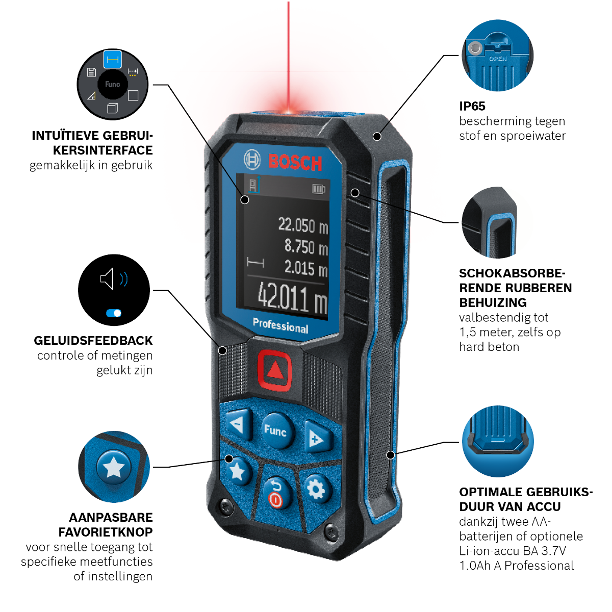 Bosch Professional GLM 50-22 Laserafstandsmeter 50 min etui - 0601072S00