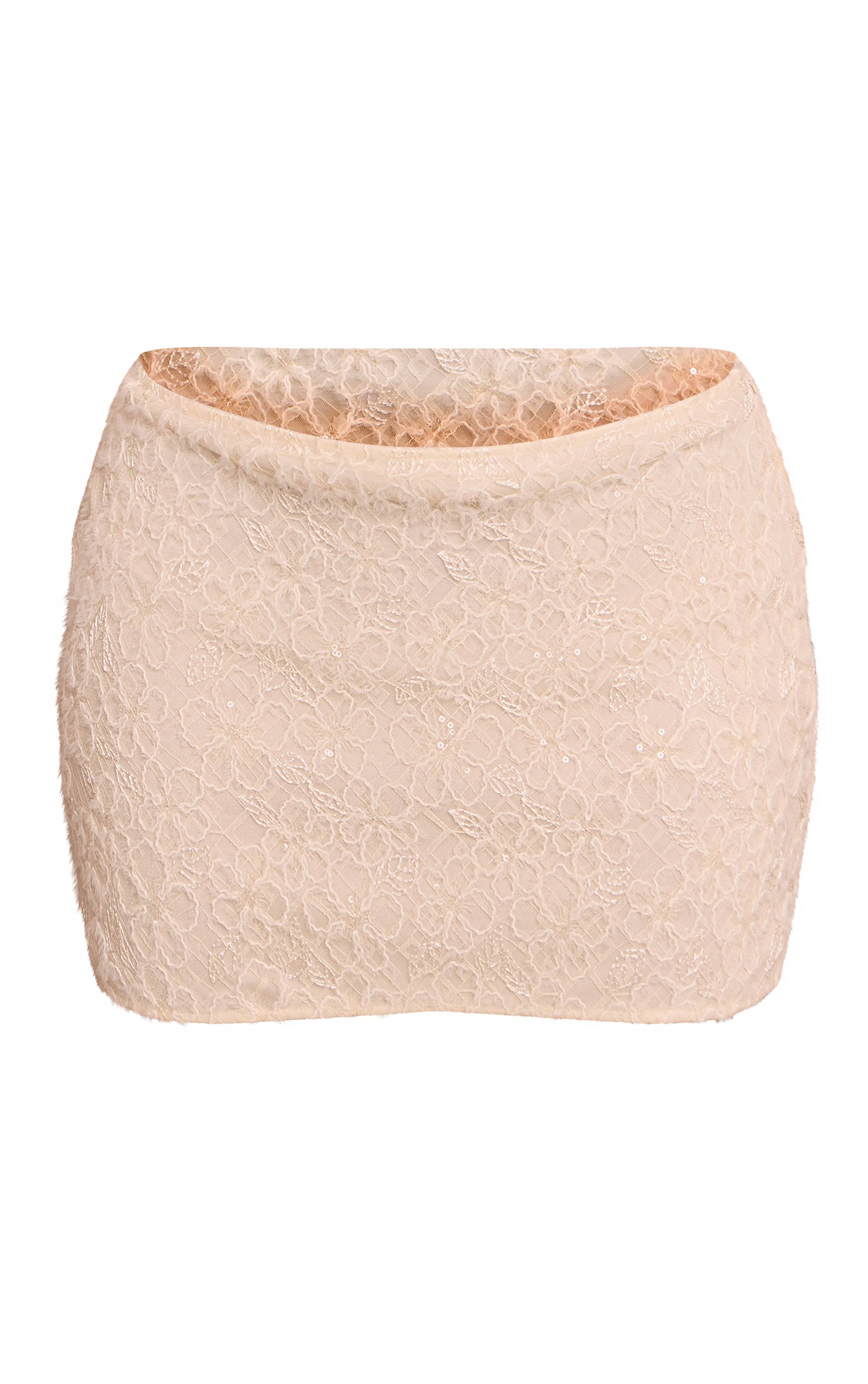 Crème Jupe Mini Froncée Latérale À Imprimé Floral Texturé Shape