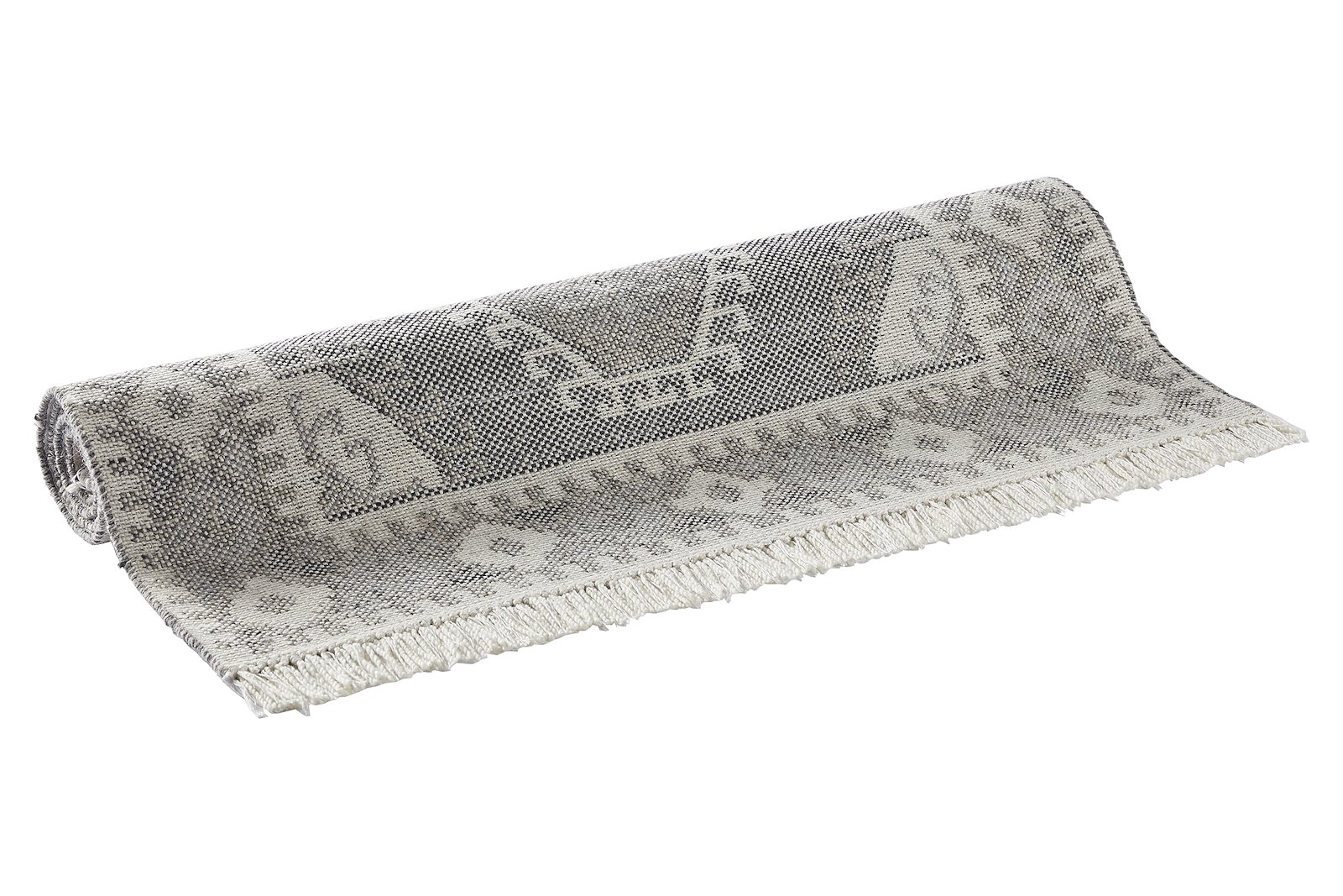 Rio teppe 200x290cm Antrasittsort farget ull/polyester jacquard vevd