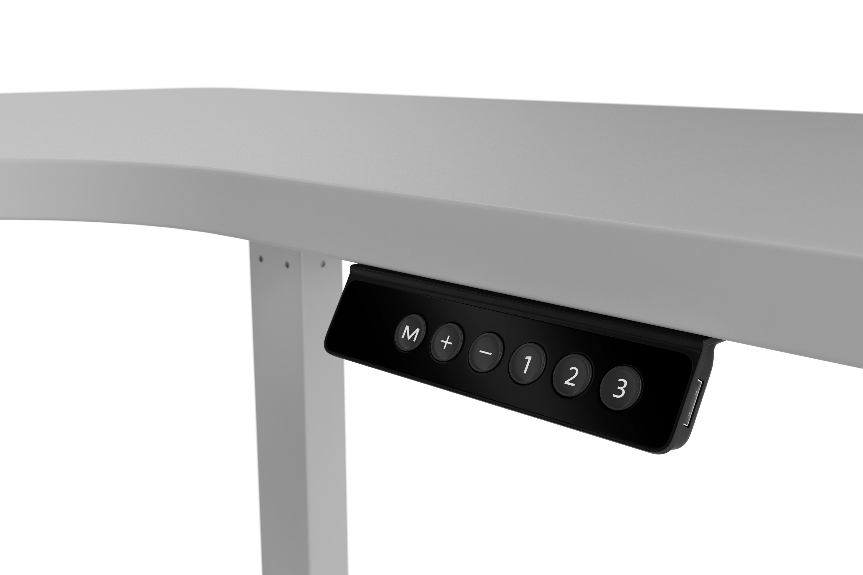 Stehpult Eckschreibtisch elektrisch PREMIUM grau 160 x 110 cm