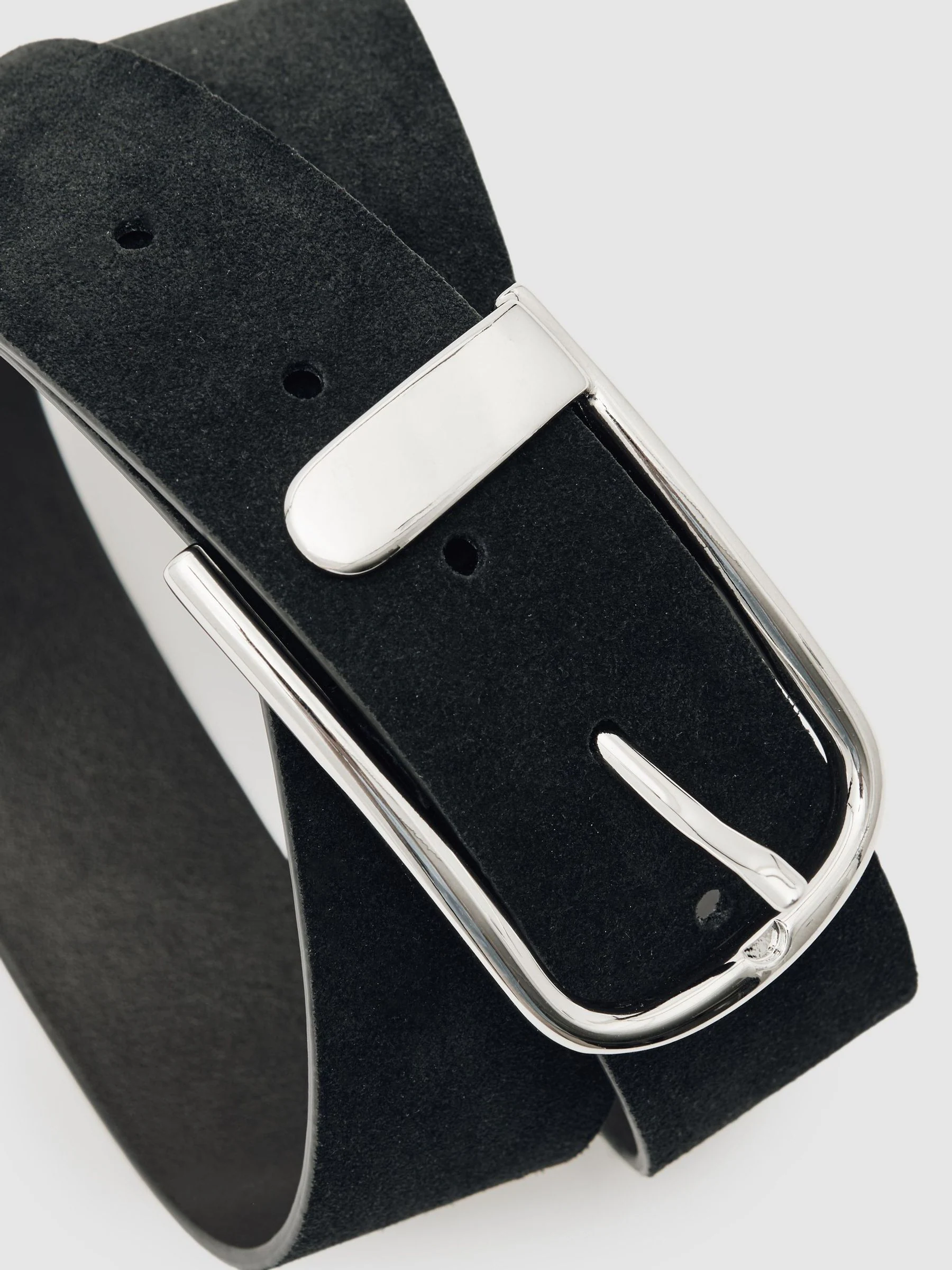 Zwart - Reiss Iyla leren riem met halve gesp