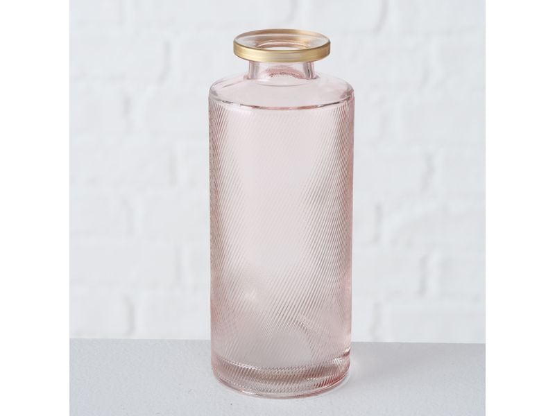 Boltze Vase Adore 1 Stück, 13 cm, Gold/Hellrosa/Transparent Vasen aus Glas