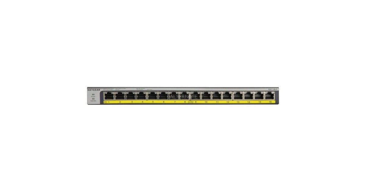 NetgearGS116LP 16-Port PoE/PoE+ Gigabit Ethernet Unmanaged Switch