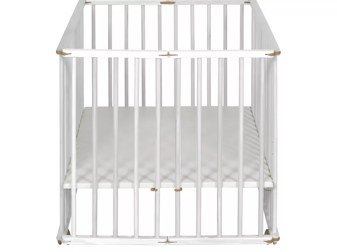 Parc bébé 75x100 cm bois massif blanc HELIO