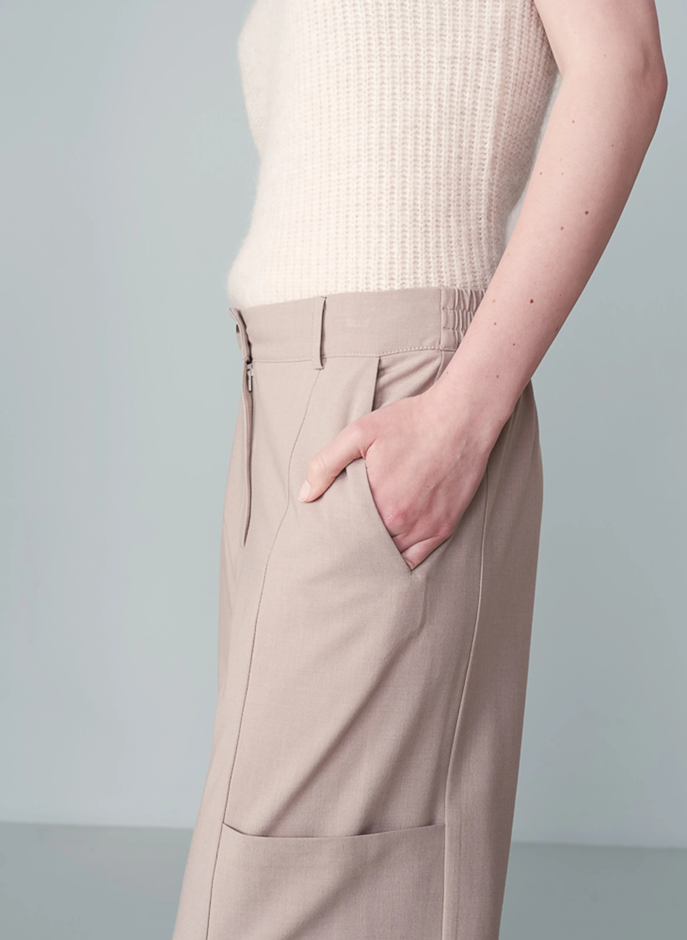 NOYOCO - Pantalon large| Beige