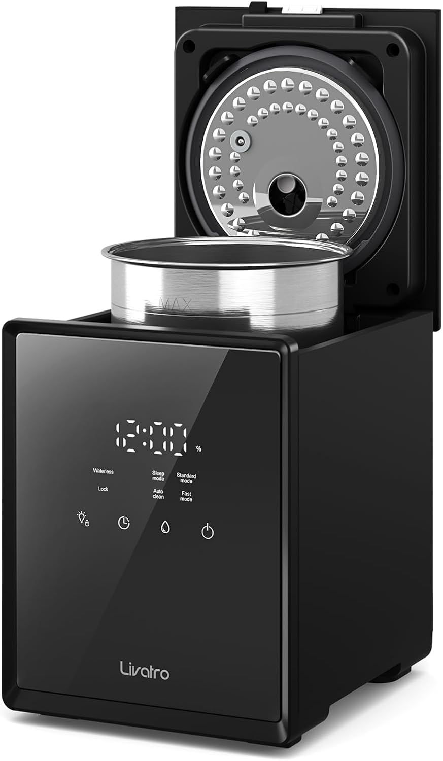 Luftbefeuchter Schlafzimmer Top-Fill, 3L Edelstahl Warmnebel Luftbefeuchter, Reduziert 99,97% der Bakterien, Für Schlafzimmer und Wohnzimmer, Spülmaschinenfest Humidifier,mit Schlafmodus
