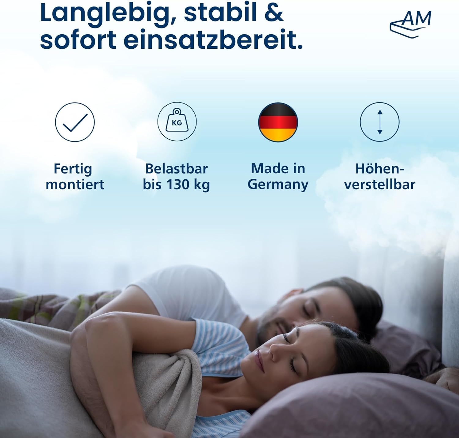 AM Qualitätsmatratzen 7 Zonen Tellerlattenrost 90x190 verstellbar bis 130 kg mit 45 Tellern - Made in Germany - Punktelastisches Tellerlattenrost Kopf und Fußteil verstellbar 90x190