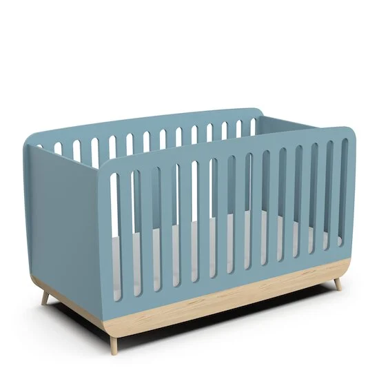 Firmiana Lit Bébé   Bleu Orage / Bois Naturel        70 x 140 cm   de               CBA Meubles