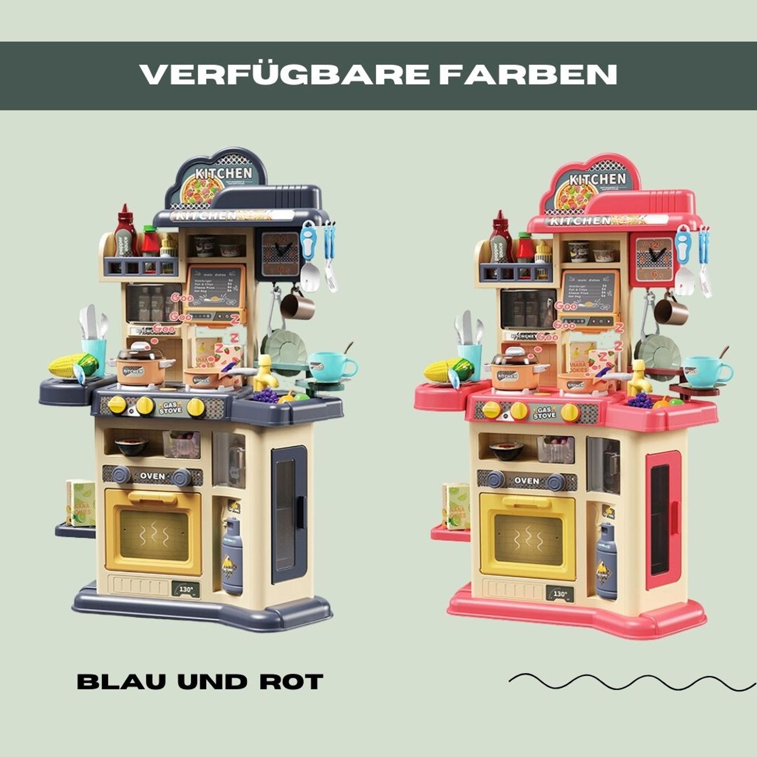 Coemo Kinderküche Joe Spielküche BLAU mit viel Zubehör