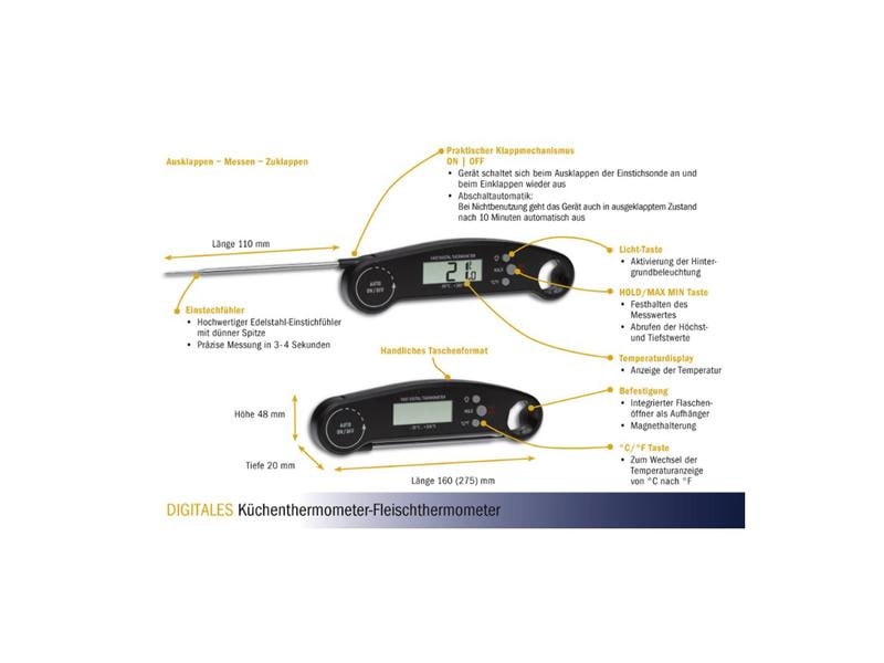 TFA Dostmann Einstichthermometer Digital Küchen-Thermometer