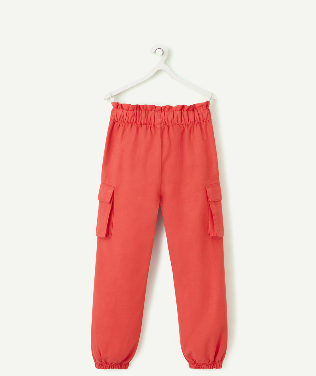 pantalon cargo fille en coton bio rouge