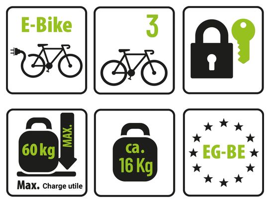 Eufab -  Porte-vélos 3 Vélos Sur Attelage Plateforme Basculant Amber 3 - Eufab