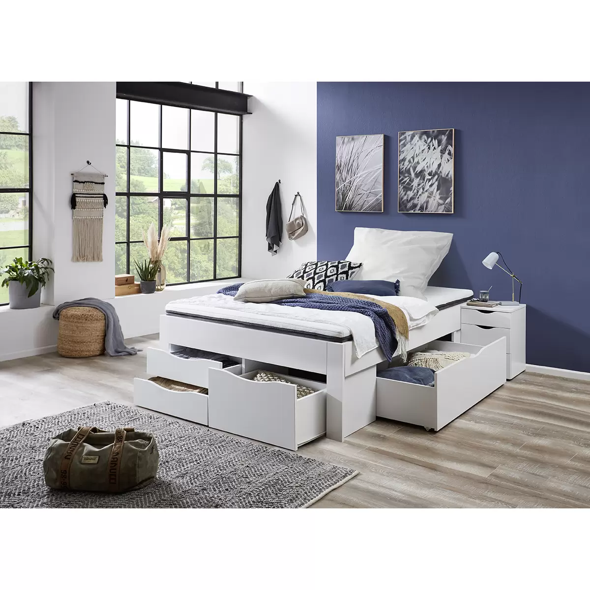 Stauraumbett Noah 140x200 weiss