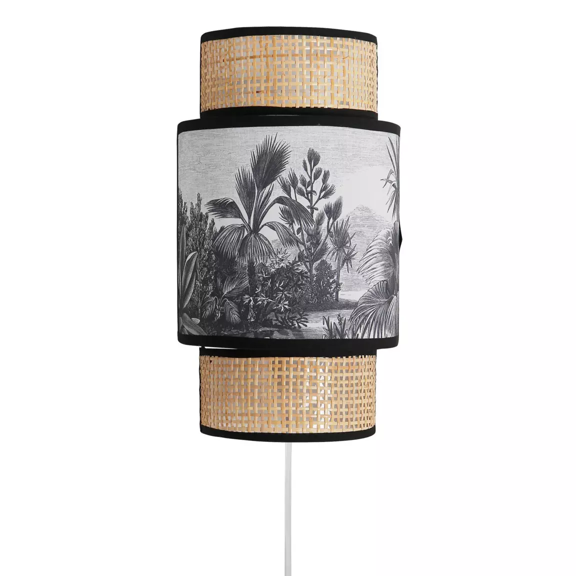 Applique murale tropical cannage (H33 cm) Ombrage Noir