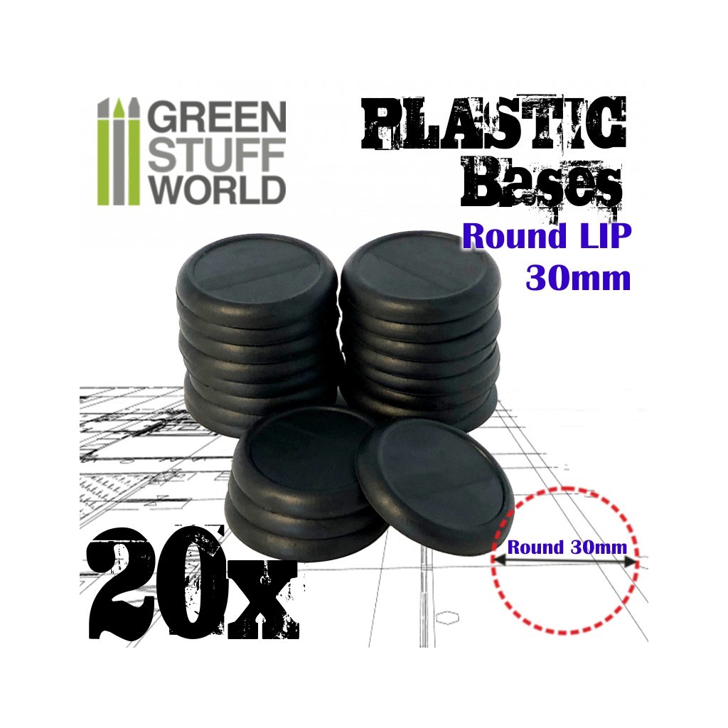 Socles de Plastique Ronds 30mm - Bords Arrondis