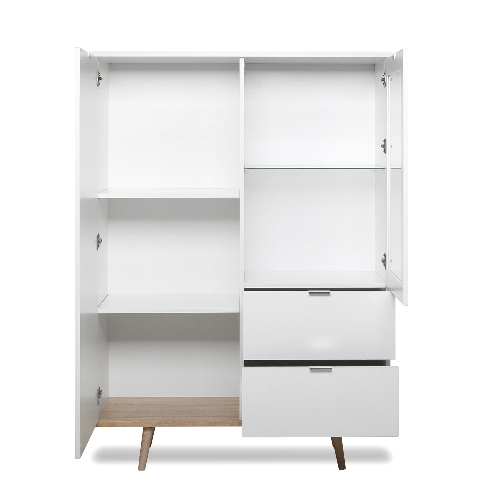 Highboardvitrine GÖTEBORG - weiß-Sonoma Eiche - 100 cm breit