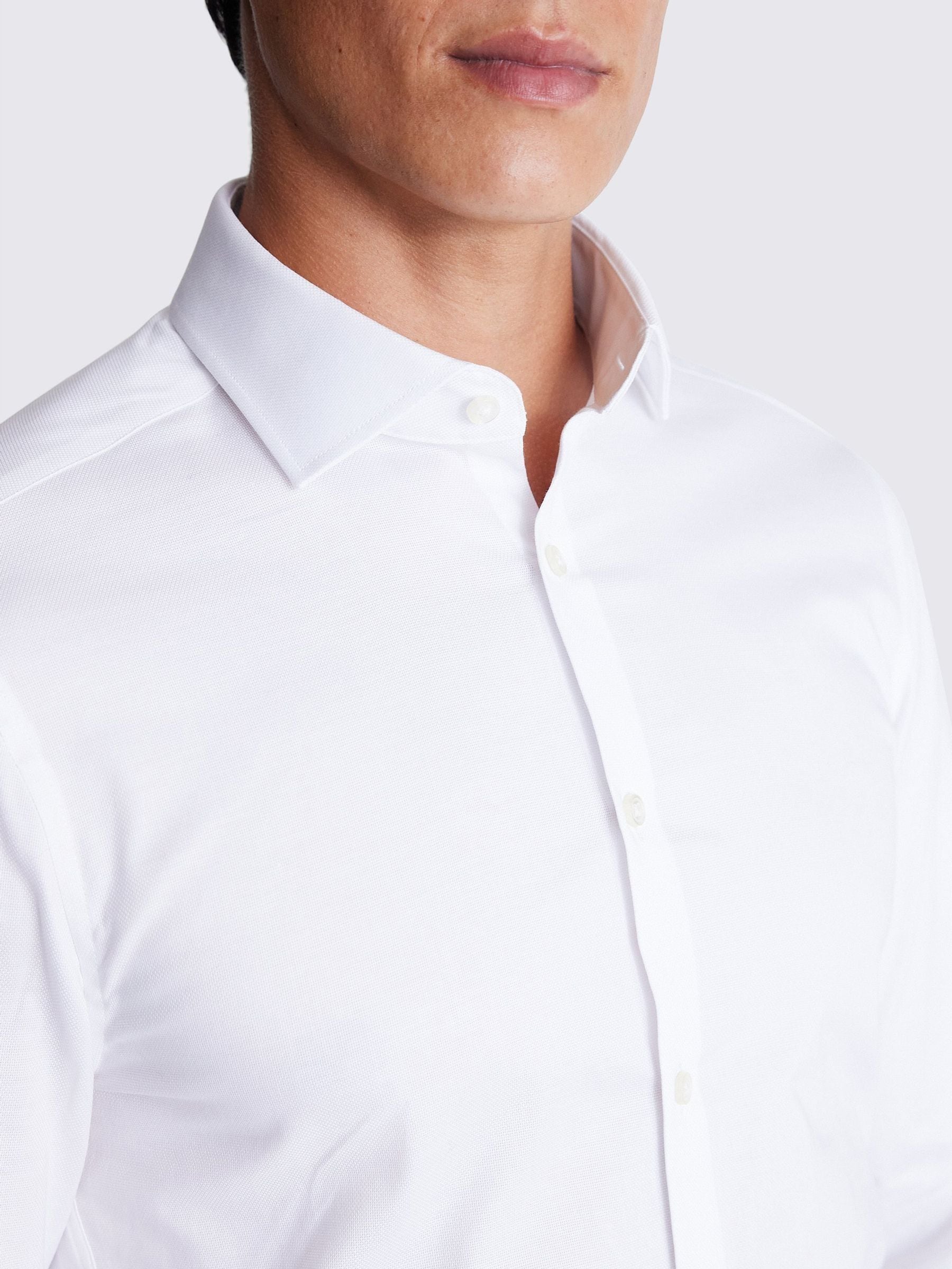Wit - MOSS Dobby stretch overhemd