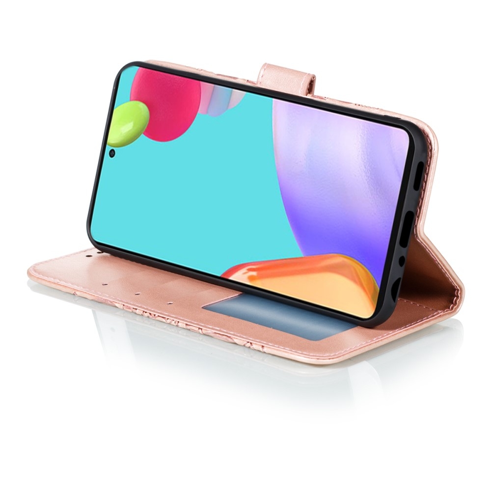 Samsung Galaxy A52s 5G / A52 (5G) Leder Tasche Wallet - Mandala Flowers Imprint - Roségold